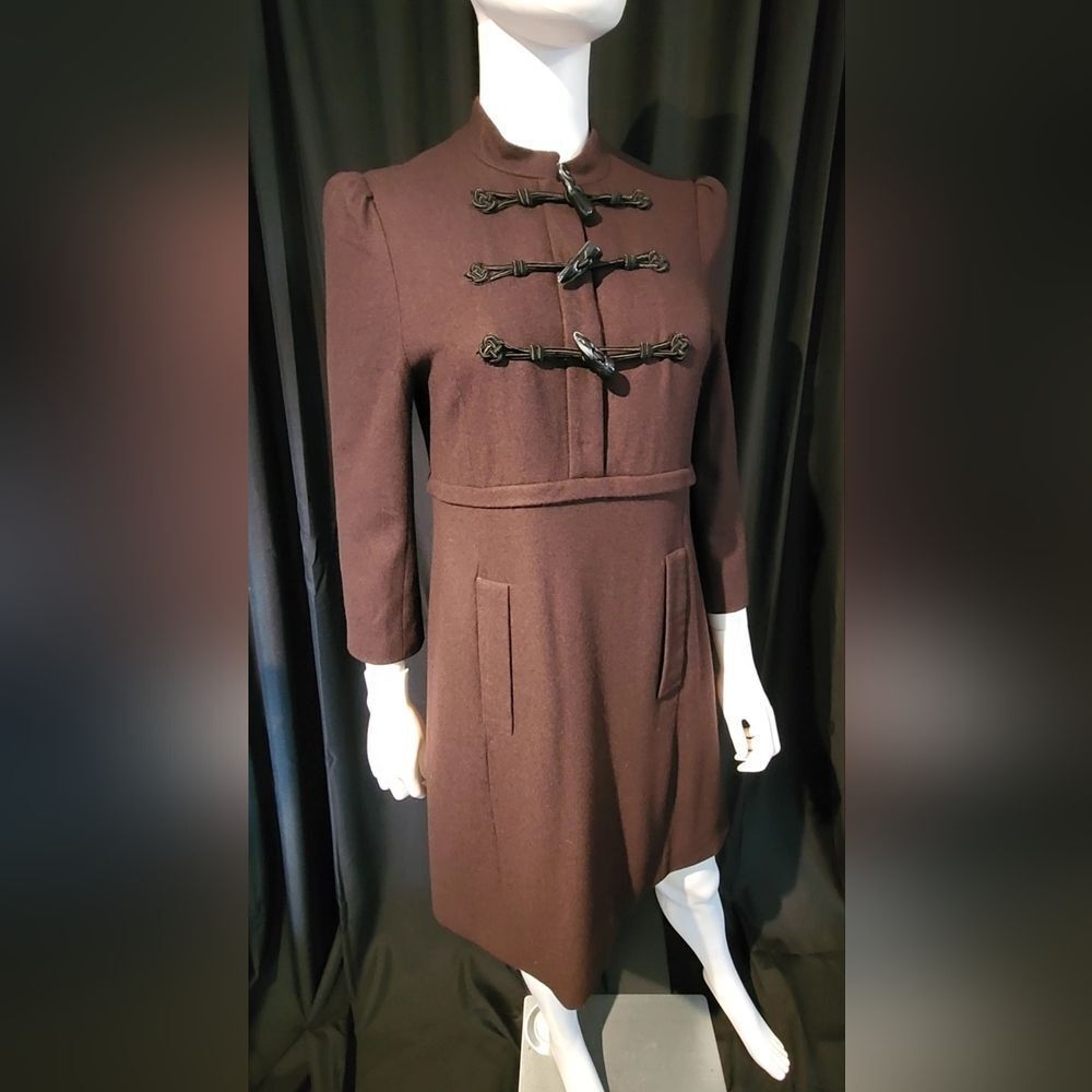 Marc Jacob's Vintage Brown wool Toggle Dress Coat with Standing collar